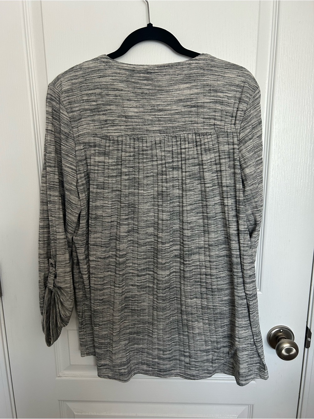 Denver Hayes Gray Marled Henley Long Sleeve Top - Picture 5 of 5